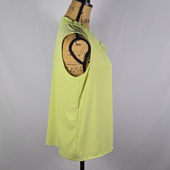 Ann Taylor Factory Green Sleeveless Blouse‎ Medium Tie Neck Minimalist Chic - Picture 4 of 11